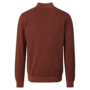 CasaModa | Pullover mit Troyer-Kragen | Baumwolle Strukturstrick | Terracotta