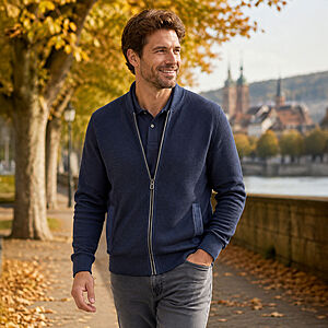 CasaModa | Strickjacke | Baumwolle Strukturstrick | Marine