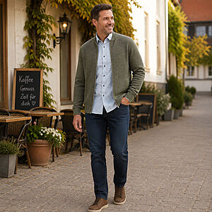 CasaModa | Strickjacke | Baumwolle Strukturstrick | Gr�n