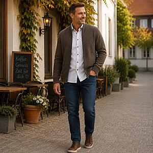 CasaModa | Strickjacke | Baumwolle Strukturstrick | Braun