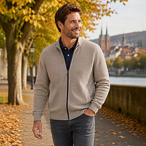 CasaModa | Strickjacke | Baumwolle Strukturstrick | Beige