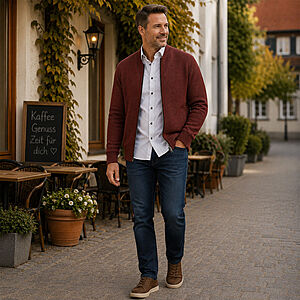 CasaModa | Strickjacke | Baumwolle Strukturstrick | Terra