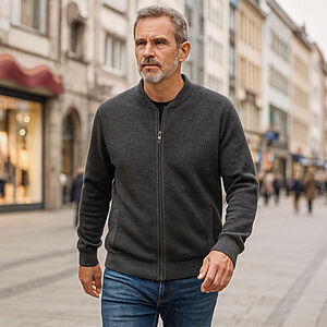CasaModa | Strickjacke | Baumwolle Strukturstrick | Anthrazit
