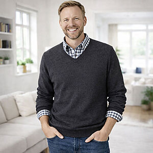 Pullover V-Kragen | Reine Schurwolle | Farbe anthrazit