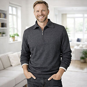 Polo Zipp | Reine Schurwolle | Farbe schiefer