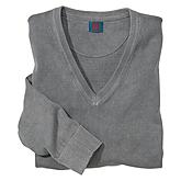 Baumwoll Pullover V-Ausschnitt | Farbe grau