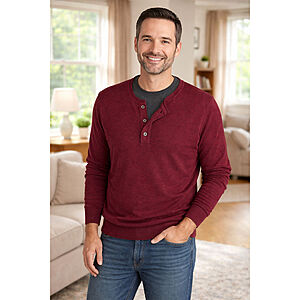 Kimmich | Strickshirt Henley | Farbe Bordeaux