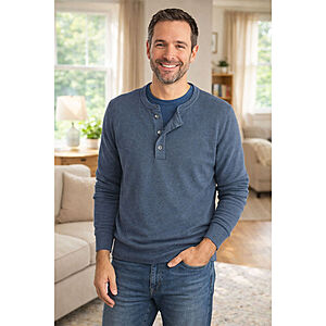 Kimmich | Strickshirt Henley | Farbe Jeansblau