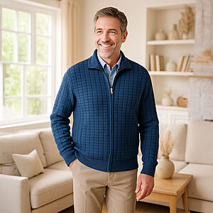 Struktur-Strickjacke | Jeansblau-royal