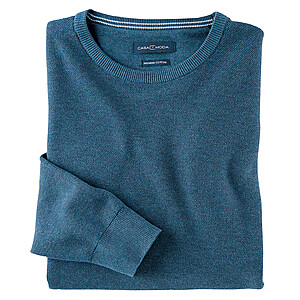 Casa Moda | Mouline-Struktur Pullover | Mit Baumwolle | Rundhals | Petrol-Blau