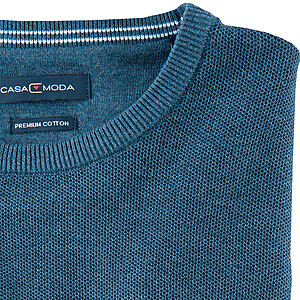 Casa Moda | Mouline-Struktur Pullover | Mit Baumwolle | Rundhals | Petrol-Blau