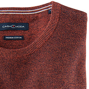 Casa Moda | Mouline-Struktur Pullover | Mit Baumwolle | Rundhals | Terracotta