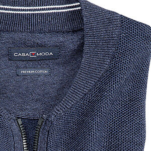 Casa Moda | Mouline-Struktur | Baumwolle Strickjacke | Mit Schubtaschen | Marine