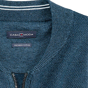 Casa Moda | Mouline-Struktur | Baumwolle Strickjacke | Mit Schubtaschen | Petrol-Blau