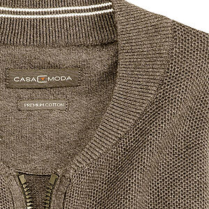 Casa Moda | Mouline-Struktur | Baumwolle Strickjacke | Mit Schubtaschen | Sand