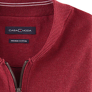 Casa Moda | Mouline-Struktur | Baumwolle Strickjacke | Mit Schubtaschen | Rot