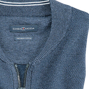 Casa Moda | Mouline-Struktur | Baumwolle Strickjacke | Mit Schubtaschen | Jeansblau