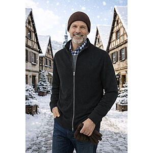 Casa Moda | College Strickjacke mit Stehkragen | Pima Cotton | Schwarz