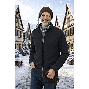 Casa Moda | College Strickjacke mit Stehkragen | Pima Cotton | Marine