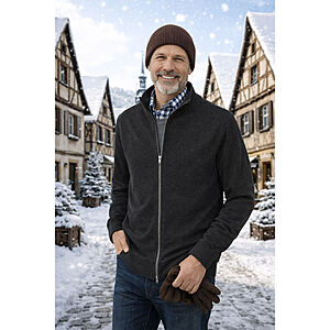 Casa Moda | College Strickjacke mit Stehkragen | Pima Cotton | Anthrazit