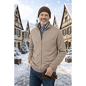 Casa Moda | College Strickjacke mit Stehkragen | Pima Cotton | Sand