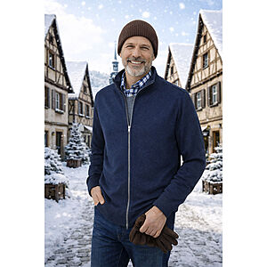 Casa Moda | College Strickjacke mit Stehkragen | Pima Cotton | Jeansblau