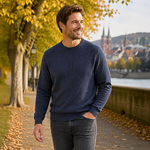 CasaModa | Rundhals-Pullover | Baumwolle Strukturstrick | Marine