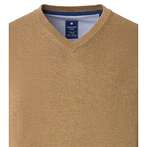 Redmond | Baumwoll-Pullover | V-Ausschnitt | Beige