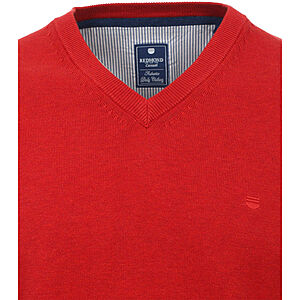 Redmond | Baumwoll-Pullover | V-Ausschnitt | Hellrot