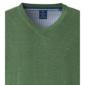 Redmond | Baumwoll-Pullover | V-Ausschnitt | Gras