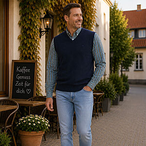 Redmond | Pullunder | Baumwolle | V-Ausschnitt | Marine