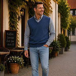 Redmond | Pullunder | Baumwolle | V-Ausschnitt | Royal