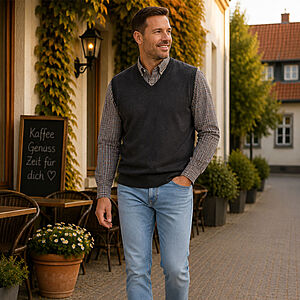 Redmond | Pullunder | Baumwolle | V-Ausschnitt | Grau
