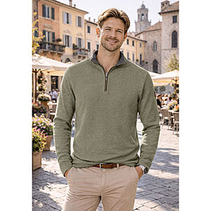 Redmond | Baumwolle Troyer | Struktur-Strick | Salbei