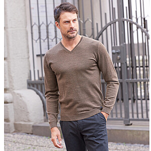 Pierre Cardin | Merino-Mix Pullover | V-Ausschnitt | Sand