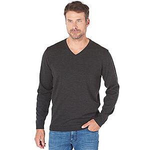 Pierre Cardin | Merino-Mix Pullover | V-Ausschnitt | Anthrazit