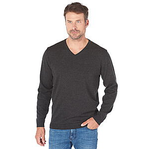 Pierre Cardin | Merino-Mix Pullover | V-Ausschnitt | Anthrazit