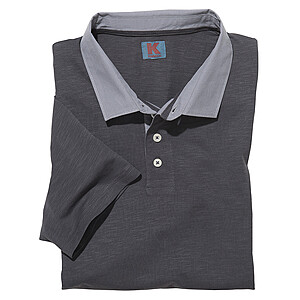 Polo-Shirt mit gewebtem Kragen | Flamm-Garn Baumwolle | Farbe anthrazit