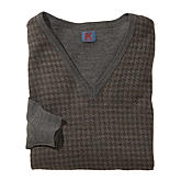 Pullover Hahnentritt V-Ausschnitt | Farbe grau/braun