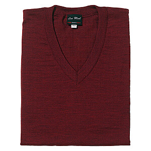 Pullover V-Kragen | Reine Schurwolle | Farbe burgund