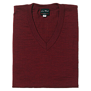 Pullover V-Kragen | Reine Schurwolle | Farbe burgund