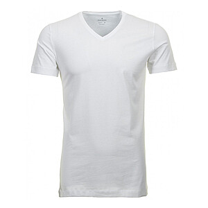 Ragman | T-Shirt Doppelpack, Baumwolle | V-Ausschnitt | Body-Fit | Weiss