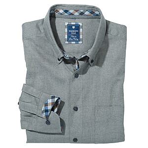 Redmond | Baumwoll Flanell Hemd | Button down Kragen | Farbe grau