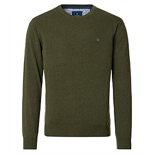 Redmond | Baumwoll-Pullover | Rundhals | Moos