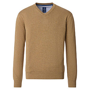 Redmond | Baumwoll-Pullover | V-Ausschnitt | Beige