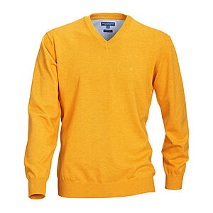 Redmond | Baumwoll-Pullover | V-Ausschnitt | Gelb