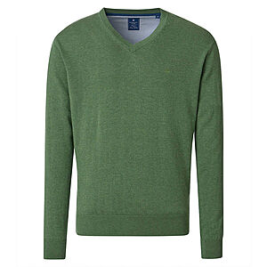 Redmond | Baumwoll-Pullover | V-Ausschnitt | Gras
