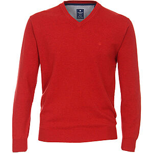 Redmond | Baumwoll-Pullover | V-Ausschnitt | Hellrot