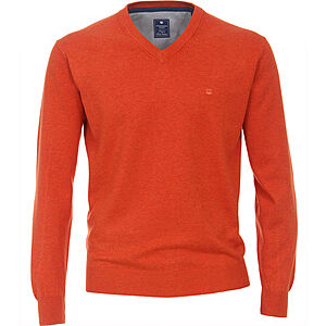 Redmond | Baumwoll-Pullover | V-Ausschnitt | Orange
