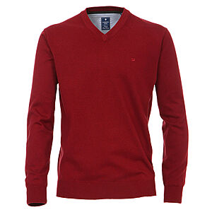 Redmond | Baumwoll-Pullover | V-Ausschnitt | Rot